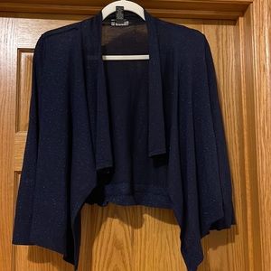 INC International Concepts Navy Blue Metallic Long Sleeve Shawl Cardigan Sweater